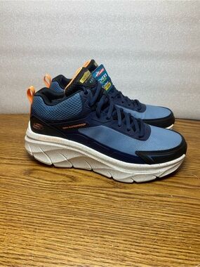 SKECHERS D'lux Walker 2.0 Grailo 100 % Waterproof Walking Shoes  Blue Orange New